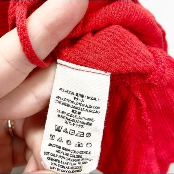 Free People Mint Julep Cherry Red Off Shoulder Top Sz S - Picture 8 of 8